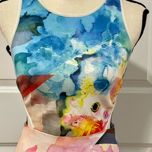 Clover Canyon Fluorescent Rose Cut Out Neoprene Dress in Multi Sz S - Picture 7 of 15